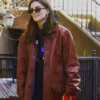Emily Ratajkowski NYC Brown Leather Jacket