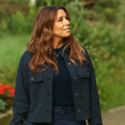 Eva Longoria Searching For Spain 2025 Blue Jacket