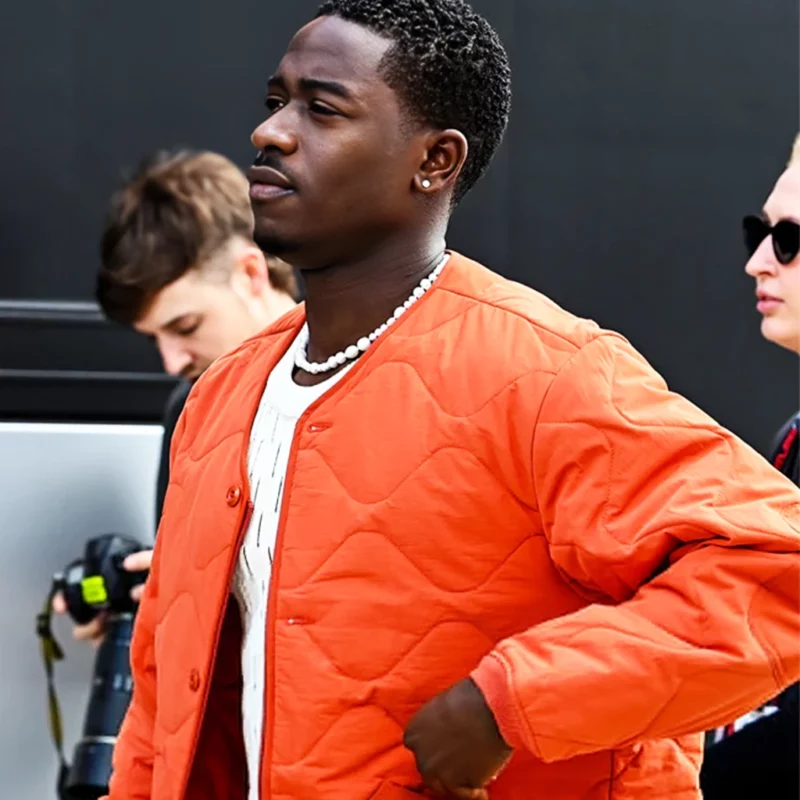 F1 The Movie 2025 Joshua Pearce Damson Idris Orange Quilted Jacket