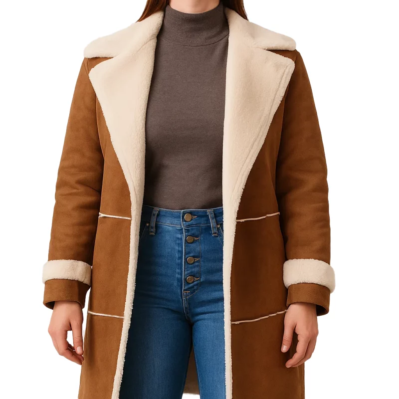 Gail Simmons Top Chef S22 Brown Leather Long Coat