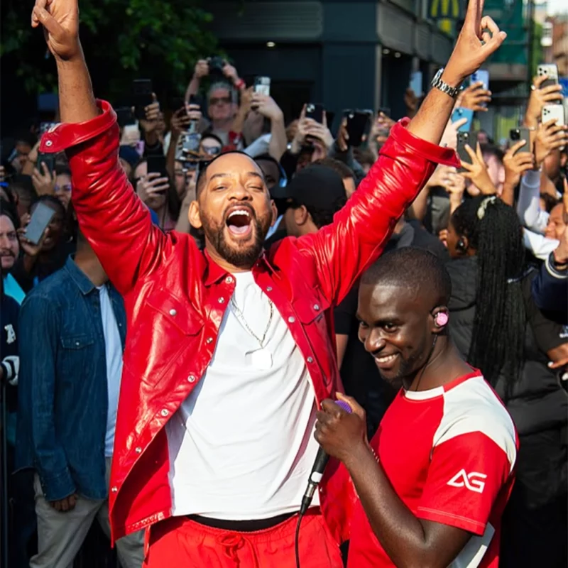 London Cross Station Will Smith Red Leather Jacket