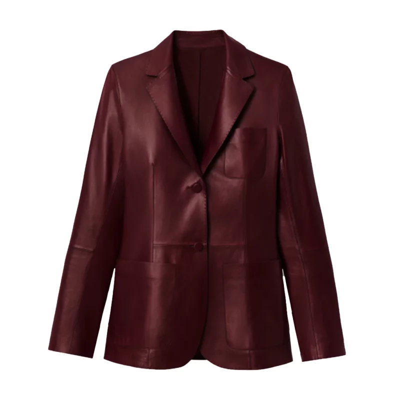 The View Ana Navarro Burgundy Leather Blazer