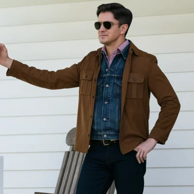 The Waterfront Topher Grace Brown Jacket