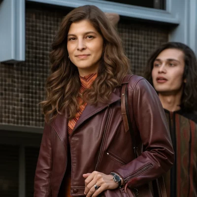 Delirium Agustina Maroon Leather Jacket