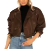 DownHome Fab S03 Chelsea DeBoer Brown Leather Jacket