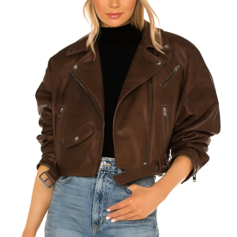 DownHome Fab S03 Chelsea DeBoer Brown Leather Jacket