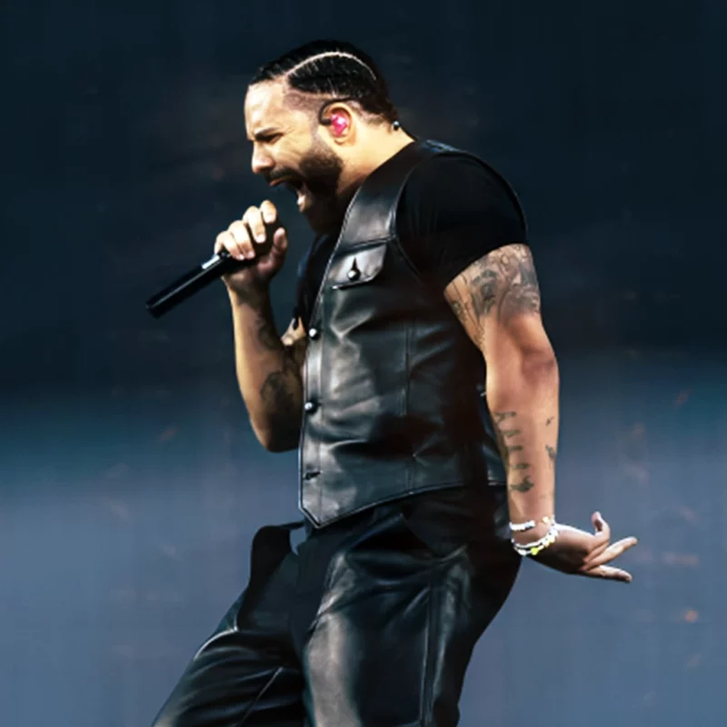 Drake Wireless Festival Black Leather Vest