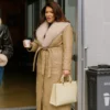 Emily Simpson Beige Leather Fur Trench Coat