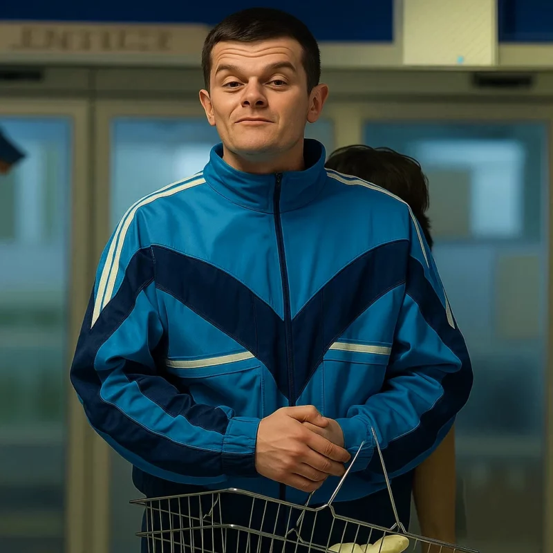 John Davidson I Swear 2025 Robert Aramayo Blue Track Jacket