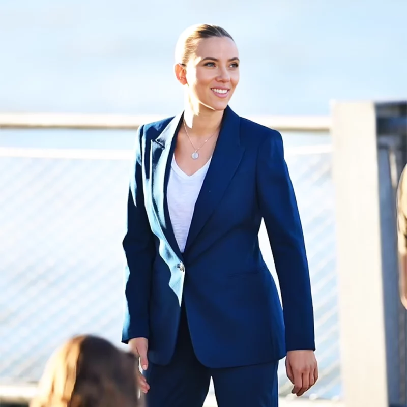 Jurassic World Rebirth Scarlett Johansson Blue Suit