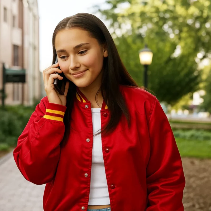 Lola Tung The Summer I Turned Pretty Season 3 Belly Conklin Red Bomber Jacket