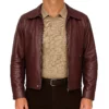 Michael Hurst Birthright 2025 Richard Maroon Leather Jacket