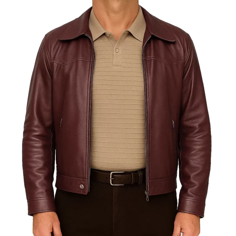 Michael Hurst Birthright 2025 Richard Maroon Leather Jacket