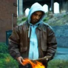 Relay 2025 Riz Ahmed Brown Leather Jacket