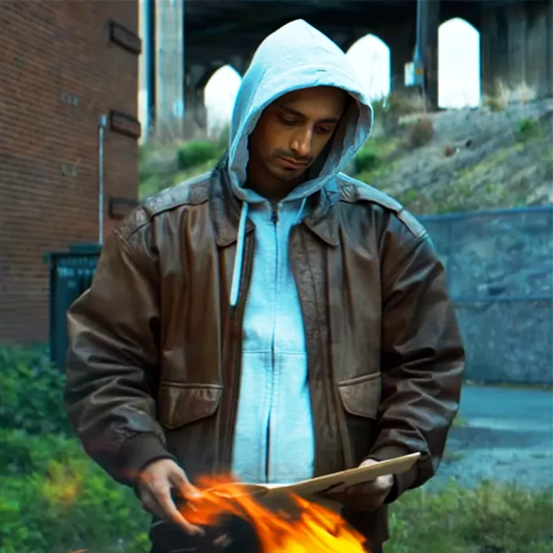 Relay 2025 Riz Ahmed Brown Leather Jacket