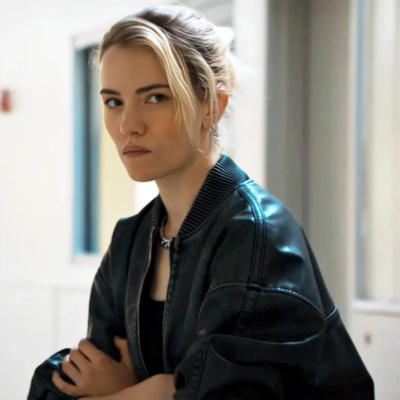 Relay 2025 Willa Fitzgerald Rosetti Bomber Leather Jacket