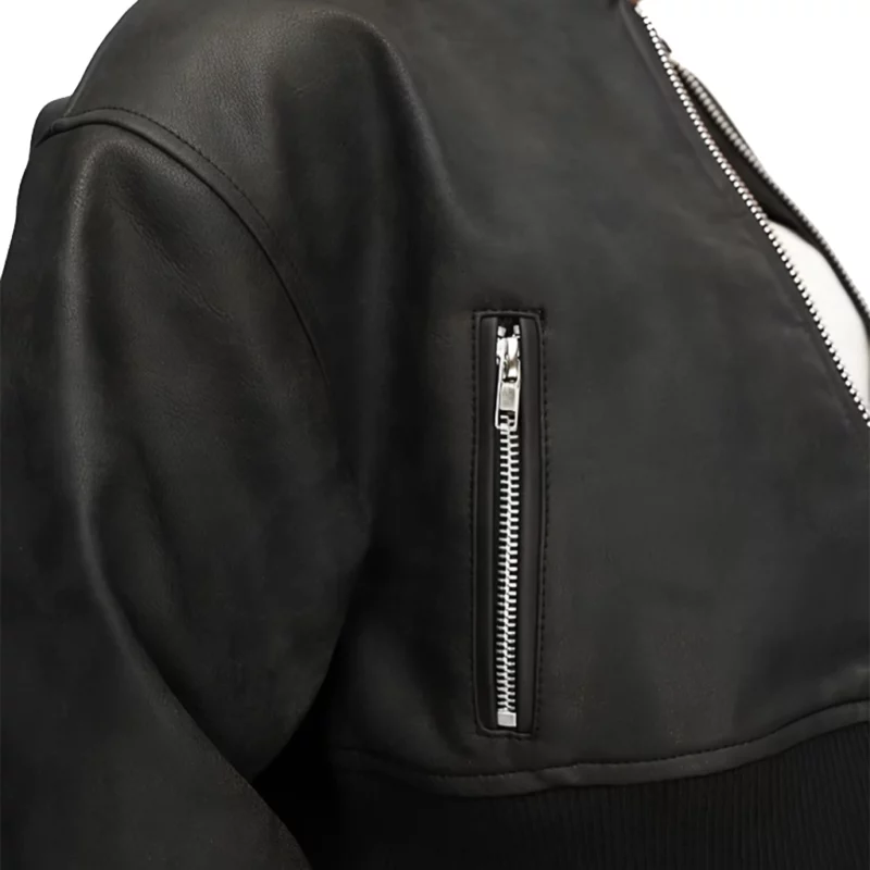 Resident Alien S04 Sara Tomko Cropped Black Leather Jacket