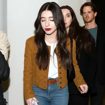 Street Style Mikey Madison Brown Leather Jacket