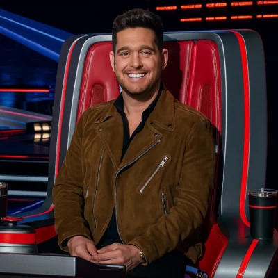The Voice S28 Michael Buble Brown Leather Jacket
