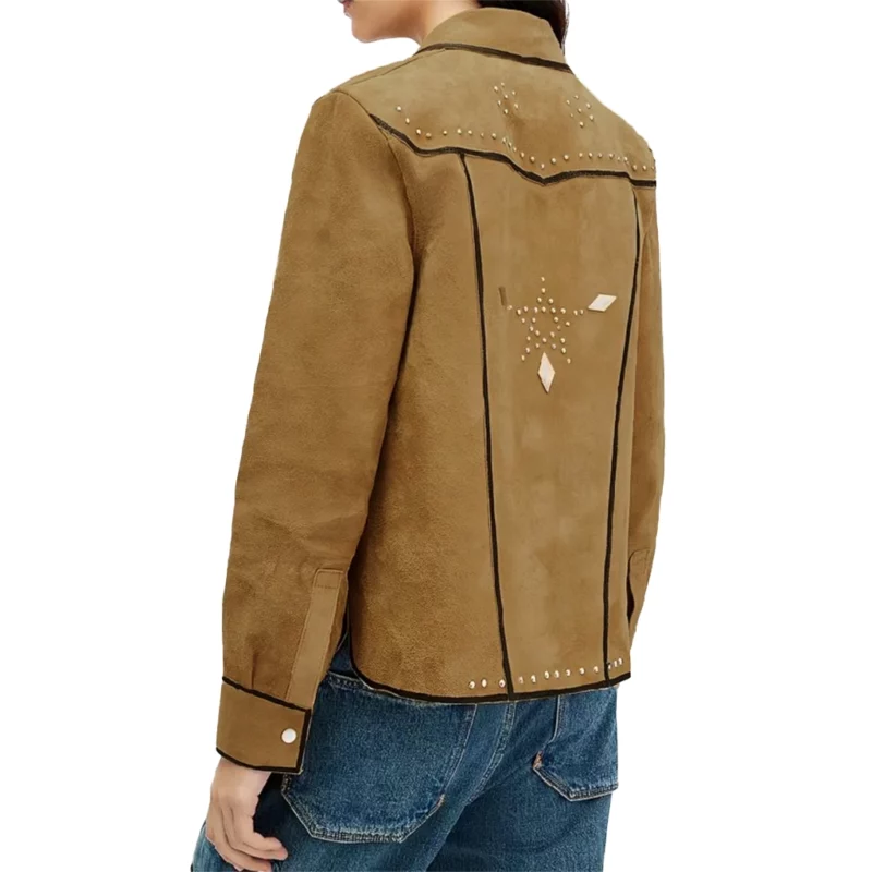 Victoria MoroleBallard Martina Castro Brown Suede Leather Jacket