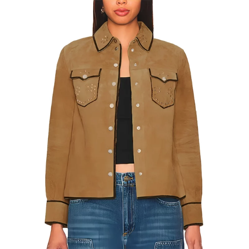 Victoria Moroles Ballard Martina Castro Brown Suede Leather Jacket