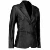 Womens Two Button Real Black Leather Blazer - Side View