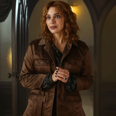 Billie Piper Wednesday S02 Brown Jacket