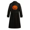Halloween Jack-oâ€™-lantern Pumpkin Leather Trench Coat
