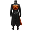 Halloween Spider Web Pumpkin Black Leather Coat