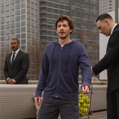 Logan Lerman Only Murders in the Building S05 Blue Hoodie