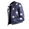 Blue Leather Jacket For Women With White Stars