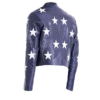 Blue Leather Jacket For Women With White Stars