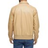Menâ€™s Beige Bomber Leather Shirt Jacket  - Back View