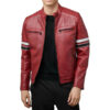 Madrid Mens Quilted Red Leather Racing Jacket