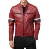 Madrid Mens Quilted Red Leather Jacket