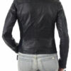 Retro Black Leather Biker Jacket For Women's 