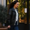Rome 2025 Bella Hadid Black Leather Jacket