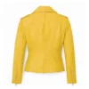 Womenâ€™s Biker Yellow Leather Four Ziper Pockets Jacket