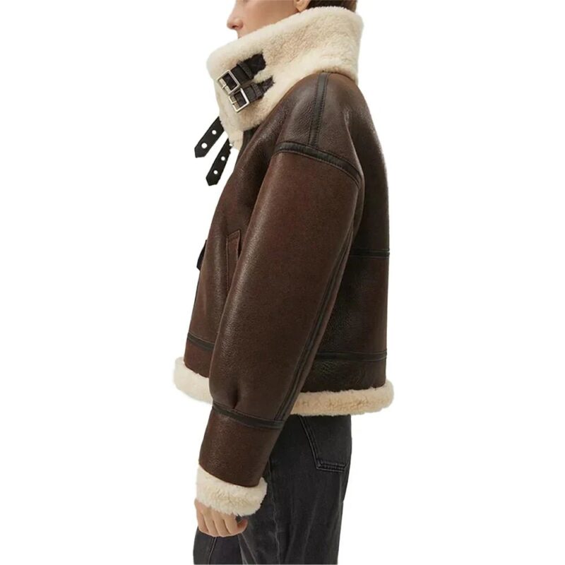 Womenâ€™s Chocolate Brown B3 Sheepskin Aviator Jacket (6)