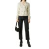 Women's Double Breasted Dove White Leather Biker Jacket