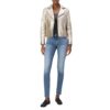 Women's Lapel Light Gold Leather Biker Jacket
