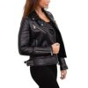 Womenâ€™s Motorcycle Black Quilted Spears Leather Biker Jacket