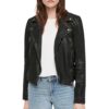 Women's Red Sparrow Black Leather Motorcycle Jacket