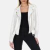 White Moto Leather Jacket Womens