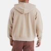 Beige Zip Up Hoodie Jacket For MensÂ 