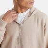 Beige Zip Up Hoodie Jacket For MensÂ 