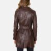 Vintage Belted Style Womenâ€™s Brown Leather Coat