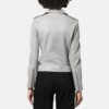 Ashley Biker Grey Leather JacketÂ For Women's