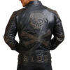 Men's Asymmetrical Bones and Skull Leather Jacket