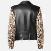 Printed Sleeves Black Mens Leather Biker Jacket